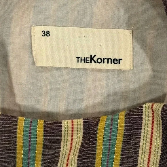 THE Korner Multi Color Striped Metallic Tiered Maxi Dress 38 US 6/8 Med W497 - Picture 2 of 11